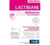 Parapharmacie en ligne > Compléments alimentaires > Compléments alimentaires pour la digestion et au transit > Probiotique pour la digestion PiLeJE Lactibiane Référence Sticks Orodispersibles x 20