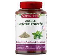 Super Diet - Complément alimentaire Argile verte (Montmorillonite) Menthe poivrée 250 comprimés