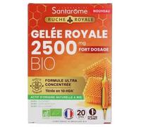 Santarome Ruche Royale Gelée royale Bio 2500 mg titrée 10-HDA – Immunité – 20 ampoules