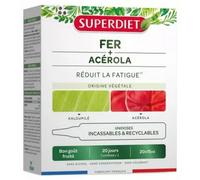 Parapharmacie en ligne > Compléments alimentaires > Compléments alimentaires pour la vitalité et les défenses immunitaires > Vitamines C et acérola Superdiet Fer + Acérola Unidoses x 20