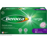 Parapharmacie en ligne > Compléments alimentaires > Compléments alimentaires pour la vitalité et les défenses immunitaires Berocca Energie Cassis Vitamine B et C, Magnésium et Zinc Comprimés Effervesc