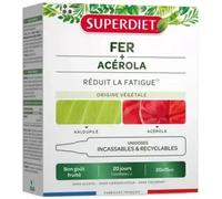 Parapharmacie en ligne > Compléments alimentaires > Compléments alimentaires pour la vitalité et les défenses immunitaires > Vitamines C et acérola Superdiet Fer + Acérola Unidoses x 20