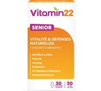 Parapharmacie en ligne > Compléments alimentaires > Compléments alimentaires pour la vitalité et les défenses immunitaires > Compléments alimentaires multivitaminés Vitamin'22 Senior Comprimés x 30