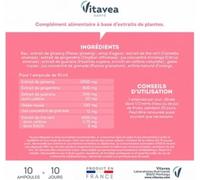 Vitavea Force G Booster Shot Naturel - Complément alimentaire énergie - Ginseng, Gingembre, Guarana, Gelée Royale, Grenade, Caféine - 7 actifs renforcés - 10 ampoules - Fabriqué en France - Vitavea