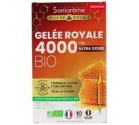 Parapharmacie en ligne > Compléments alimentaires > Compléments alimentaires pour la vitalité et les défenses immunitaires Santarome Ruche Royale Gelée Royale 4000 mg Bio Ampoules x 10