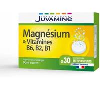 Juvamine - Magnésium & Vitamines B6 B2 B1 - Arôme naturel orange, sans sucres - 30 comp effervescents