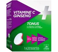Nutrisanté Complément alimentaire Vitamine C + Ginseng – Tonus Fatigue – 24 comprimés à croquer