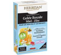 HERBESAN Complément alimentaire – Gelée royale, miel et zinc – Adultes et enfants – 20 ampoules