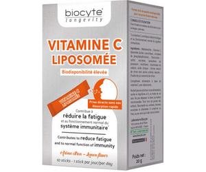 Parapharmacie en ligne > Compléments alimentaires > Compléments alimentaires pour la vitalité et les défenses immunitaires Biocyte Longevity Vitamine C Liposomée 10 Sticks - Vitalité - Défenses immuni