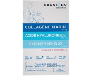 Parapharmacie en ligne > Compléments alimentaires > Compléments alimentaires pour la vitalité et les défenses immunitaires Granions Collagène Marin Acide Hyaluronique Coenzyme Q10 60 Comprimés - Vital