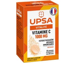 Parapharmacie en ligne > Compléments alimentaires > Compléments alimentaires pour la vitalité et les défenses immunitaires > Vitamines C et acérola UPSA Vitamine C 1000 mg Comprimés Effervescents x 20