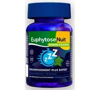 Parapharmacie en ligne > Compléments alimentaires > Compléments alimentaires pour le sommeil et le stress Euphytose Nuit Sommeil Mélatonine 1 mg Gommes Pomme x 30