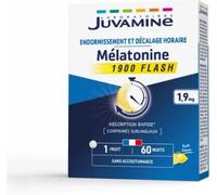 JUVAMINE - Mélatonine Flash - Mélatonine 1,9 mg - Endormissement - Décalage horaire - Sans accoutumance - Programme 60 nuits - Comprimés Sublinguaux - Goût citron - Fabriqué en France