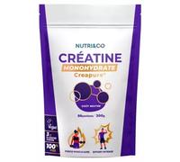 Nutri&Co Créatine Monohydrate Creapure® Poudre 300g Goût Neutre 88 Portions Vegan