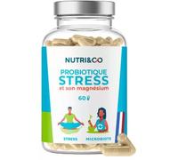 NUTRI & CO Probiotique Anti-Stress - Lactobacillus Reuteri Brevetée SynbAEctive® KeepCalm + Magnésium Bisglycinate - Anxiété Angoisse Équilibre Flore Intestinale - 60 gélules Vegan Fabriqué en France