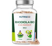 Nutri&Co Complément alimentaire Rhodiola Rosea Bio Anti-stress Fatigue Anxiété Végan 60 gélules
