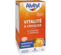 Parapharmacie en ligne > Compléments alimentaires > Compléments Alimentaires Vitalité et Défenses immunitaires > Multivitamines Alvityl Vitalité Comprimés à Croquer Parfum Orange x 30 - Multivitamines
