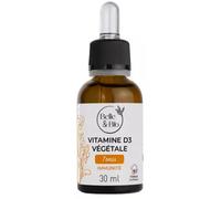 BELLE ET BIO - Vitamine D3 végétale - Fabriqué en France - Défenses Naturelles - Ossature - 120 gélules