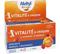 Parapharmacie en ligne > Compléments alimentaires > Compléments Alimentaires Vitalité et Défenses immunitaires Alvityl Vitalité Parfum Fraise Comprimés à Croquer x 30