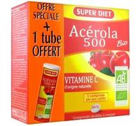 Super Diet Complément alimentaire Acérola Bio 500 Vitamine C - 24 comprimés + 1 tube offert