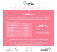 Vitavea Force G Booster Shot Naturel - Complément alimentaire énergie - Ginseng, Gingembre, Guarana, Gelée Royale, Grenade, Caféine - 7 actifs renforcés - 10 ampoules - Fabriqué en France - Vitavea
