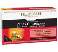 Parapharmacie en ligne > Compléments alimentaires > Compléments Alimentaires Vitalité et Défenses immunitaires Herbesan Ginseng + Gelée royale + Acérola + Vitamine C 20 x 15 ml - Vitalité - Défenses i