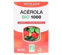 Parapharmacie en ligne > Compléments alimentaires > Compléments Alimentaires Vitalité et Défenses immunitaires > Vitamines C et acérola Phyto-Actif Acérola 1000 Bio Comprimésx 24