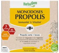 HerbalGem Propolis Monodoses Bio – Immunité et Vitalité – 7 x 10 ml