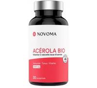 NOVOMA Acerola Bio 1000mg, Riche en Vitamine C Naturelle, Réduit la Fatigue & Renforce le Système Immunitaire, 30 Comprimés À Croquer, Sans Sucre & Vegan, Fabriqué en France