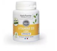 Parapharmacie en ligne > Compléments alimentaires > Compléments Alimentaires Vitalité et Défenses immunitaires > Vitamines D Nat&Form Vitamine D3 + Zinc x 60 - Vitamines D - Pharmacie en ligne LaSante