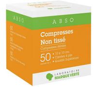 Parapharmacie en ligne > Hygiène & Premiers soins > Produits de premiers soins > Compresses > Compresses Non Tissées Marque Verte Abso Compresses Stériles Non Tissé 10 cm x 10 cm x 50