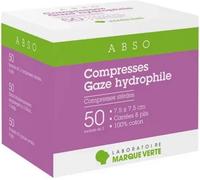 Marque Verte Compresses stériles Abso Gaze hydrophile 7,5x7,5 cm Sac 50x2