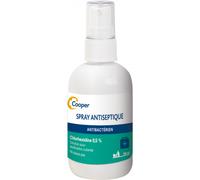 Parapharmacie en ligne > Hygiène & Premiers soins > Produits de premiers soins Cooper Solution Antiseptique Chlorhexidine Spray 0,5% 100 ml - Premiers soins - Pharmacie en ligne LaSante.net