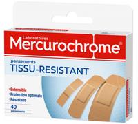 Parapharmacie en ligne > Hygiène & Premiers soins > Produits de premiers soins > Pansements Mercurochrome Tissu Résistant 40 Pansements - Pansements - Pharmacie en ligne LaSante.net