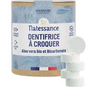 Natessance - Dentifrice À Croquer - Les solides - Aloe Vera Bio Et Bicarbonate - Certifié Bio Cosmos Organic - Pot en carton 100% recyclable 80 comprimés