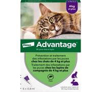 Parapharmacie en ligne > Vétérinaire > Produits anti-parasites pour animaux Advantage Chat et Lapin plus de 4 kg x 6