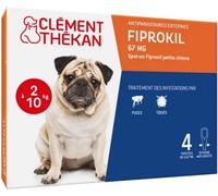 Clément Thékan - Anti-puces et anti-tiques pour petits chiens de 2 à 10 kg - 4 pipettes - Solution pour Spot-on Fiprokil 67 mg