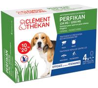 Perfikan Chiens Moyens Clément Thékan (10-20 kg) - 134 mg/1200 mg - Anti-Puces, Anti-Tiques, Anti-Moustiques et Anti-Phlébotomes - Protège jusqu’à 4 semaines - Fabriqué en France - 4 pipettes Spot On