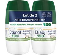 Parapharmacie > Hygiène & Premiers soins > Déodorants Etiaxil Déodorant Anti-Transpirant Végétal 48h Roll-On Bio Lot de 2 x 50 ml - Senteur : Coco - Déodorants - Pharmacie en ligne LaSante.net