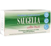 Saugella - Cotton Touch Tampons Hygiéniques sans Applicateur Flux Légers- 100% Coton Hypoallergéniques, Confort et Sécurité Enrichis en Thymol Huile d'Amande Douce Pack de 16 Tampon(S) pc(s)