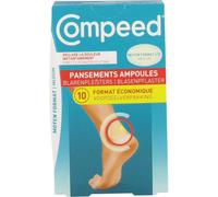 Compeed - Format économique - 10 Pansements Ampoules Hydrocolloïdes - Moyen Format - Seconde Peau - Cicatrisation Rapide - 6,8 x 4,2 cm