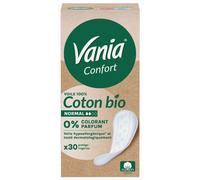 Vania - Protège-slips Confort Voile 100% Coton Bio Normal (boîte de 30) - Protège-lingeries sans parfum et sans colorant - Protection hygiénique respirante pour une sensation naturelle