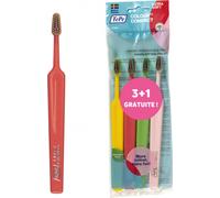 Brosses à dents TePe Colour Compactes, Extra-Souple, Pack Famille, 4pcs, asssurent un nettoyage doux grâce aux brins extra souples, conviennent aux enfants et aux adultes, petite tête de brosse