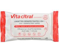 Parapharmacie > Hygiène & Premiers soins Vita Citral Lingettes Désinfectantes 3en1 12 Lingettes - Hygiène & Premiers soins - Pharmacie en ligne LaSante.net