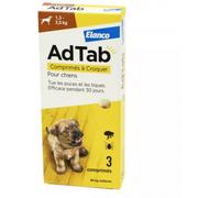 Parapharmacie > Vétérinaire > Anti-parasites > Anti-puces et anti-tiques AdTab 56 mg Puces et Tiques Chiens Comprimés à Croquer x 3 - Anti-puces et anti-tiques - Pharmacie en ligne LaSante.net