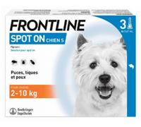 Frontline Spot On chien - Anti-puces anti-tiques pour chien S - 2-10kg - 3 pipettes