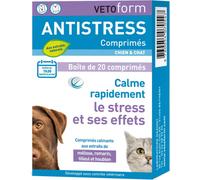 Parapharmacie > Vétérinaire > Bien-être animal > Compléments alimentaires animaux Vetoform Antistress Chien et Chat Comprimés x 20 - Compléments alimentaires animaux - Pharmacie en ligne LaSante.net