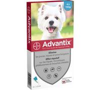 Advantix Petit Chien entre 4 et 10 kg - Pipettes pour chien contre 6 parasites - Traitement et protection pour votre chien pendant 4 semaines - 4 x 1,0 ml
