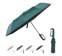 Parapluie à boucle à anneau, parapluie de voyage pliable compact pour la pluie et le soleil, fermeture à ouverture automatique, 10 baleines, parapluie portable pour homme et femme, vert une, 23"