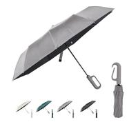 Parapluie à Boucle Anneau, parapluie de voyage pliable compact pour la pluie et le soleil, ouverture et fermeture automatiques, 10 nervures, parapluie portable pour hommes et femmes, gris, 27 pouces